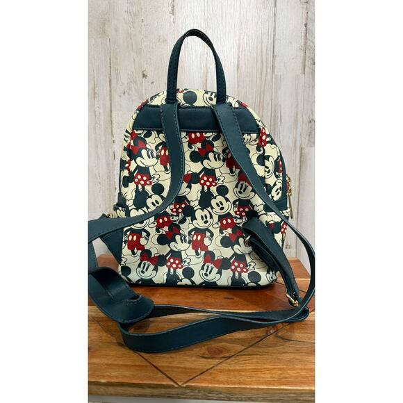 Loungefly Disney Mickey Minnie Mouse Mini Backpack Handbag Green Red - Picture 6 of 8